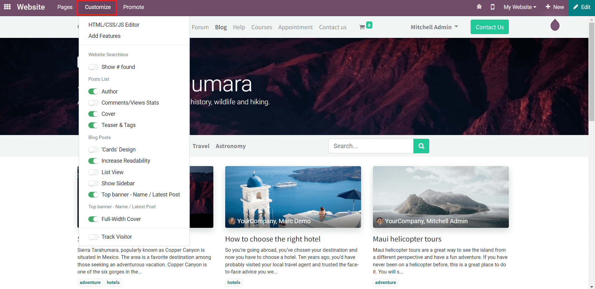 Customizable Blog Homepage