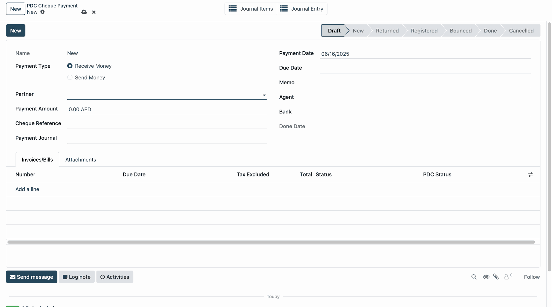 Receive or Send Money via Cheque