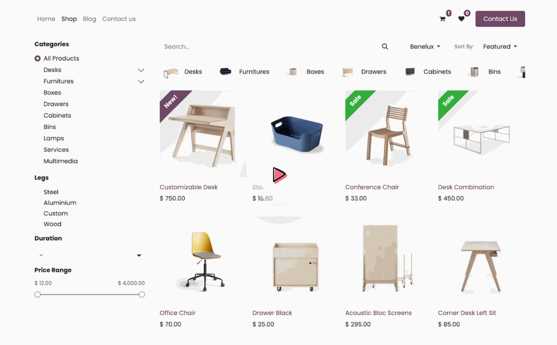 Shop and Category Pages