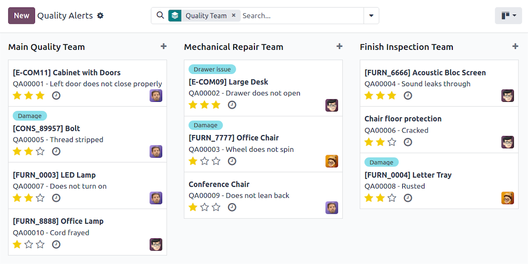 Quality Alerts & Kanban Tracking