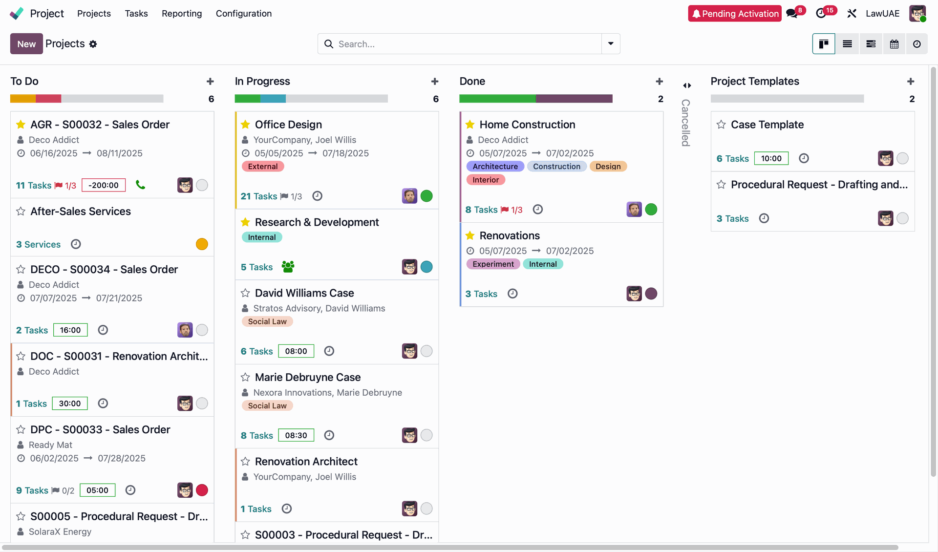 Project & Case Dashboard